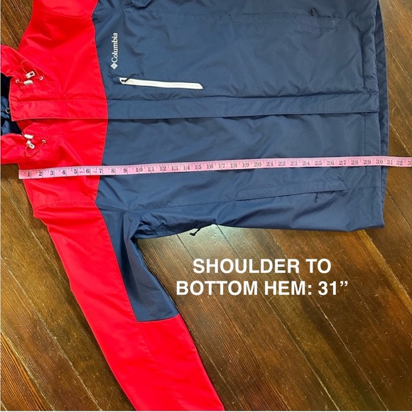 PRE-OWNED/LIKE NEW MENS COLUMBIA INTERCHANGE OMNI-TECH JACKET RED/BLUE MENS SML. - Picture 3 of 12